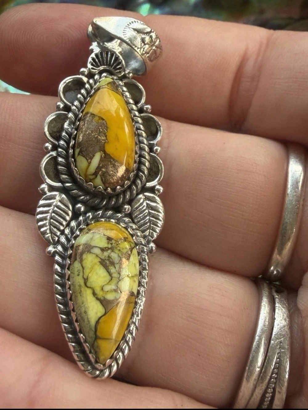 Handcrafted Yellow Honey Dahlia Stone Silver Pendant - Artisan Women’s Jewelry